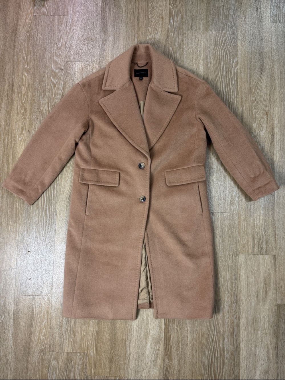 Banana Republic Sunday Coat Classic Camel Wool Alpaca Button Up Peacoat Top Coat - Picture 2 of 9